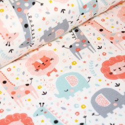 Bio Jersey Stoffonkel - Mini Jungle Dschungel Zoo rosa aprikot